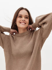 Round Neck Long Sleeve Sweater - Trendsi