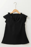 Ruffled Shoulder Notched Shift Tank Top - Trendsi