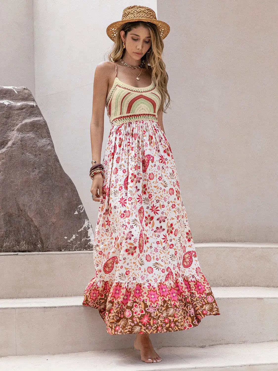 Printed Scoop Neck Cami Dress - Trendsi - Flyclothing LLC