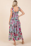 Mittoshop Layered Floral Sweetheart Neck Maxi Dress - Trendsi