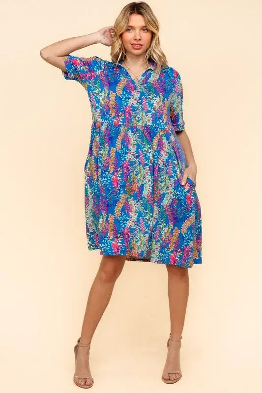 Haptics Johnny Collar Babydoll Dress with Side Pockets - Trendsi - Flyclothing LLC