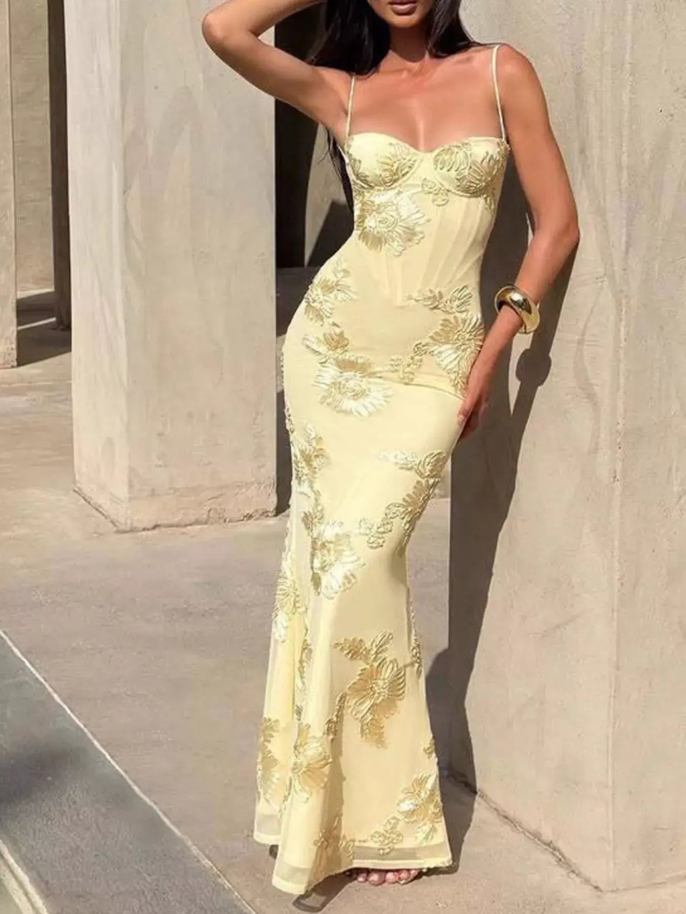 Sweetheart Neck Spaghetti Strap Maxi Dress - Trendsi - Flyclothing LLC