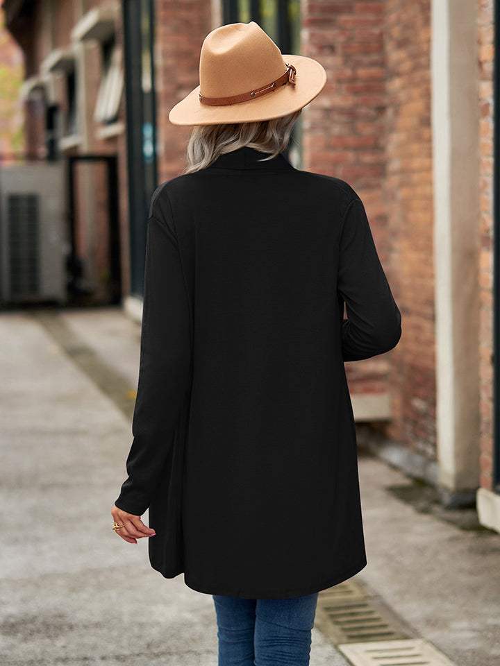 Open Front Long Sleeve Cardigan - Trendsi - Flyclothing LLC