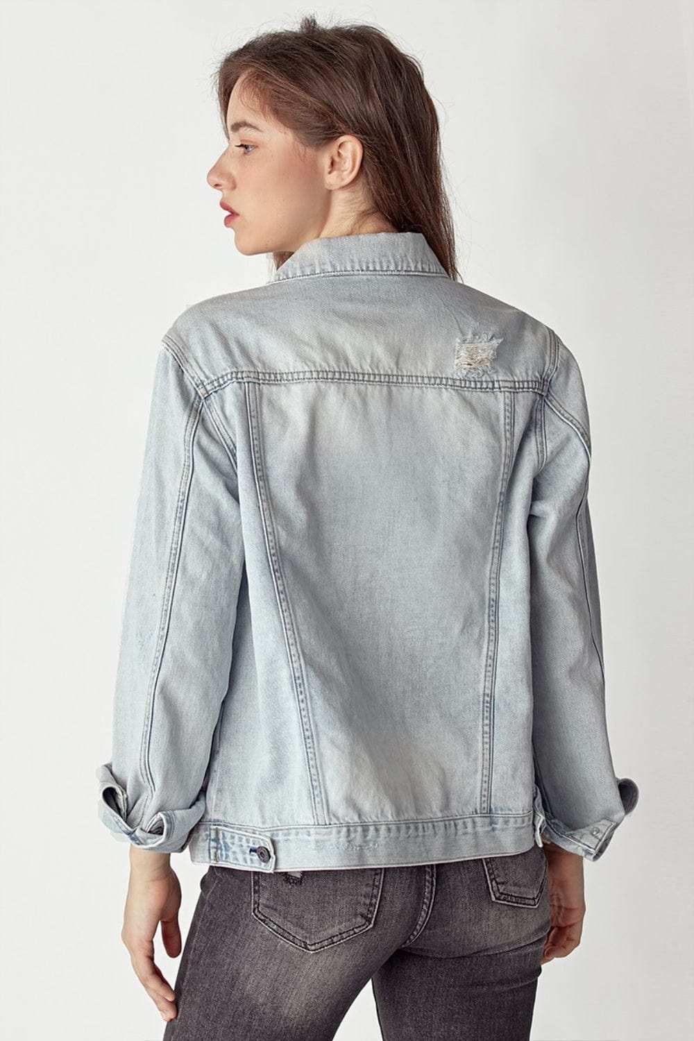 RISEN Distressed Button Up Jacket - Trendsi - Flyclothing LLC