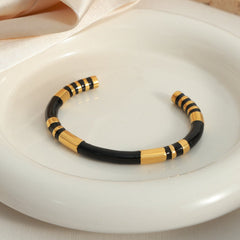 Enamel Titanium Steel Cuff Bracelet - Trendsi