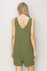 HYFVE V-Neck Sleeveless Romper with Pockets - Trendsi - Flyclothing LLC