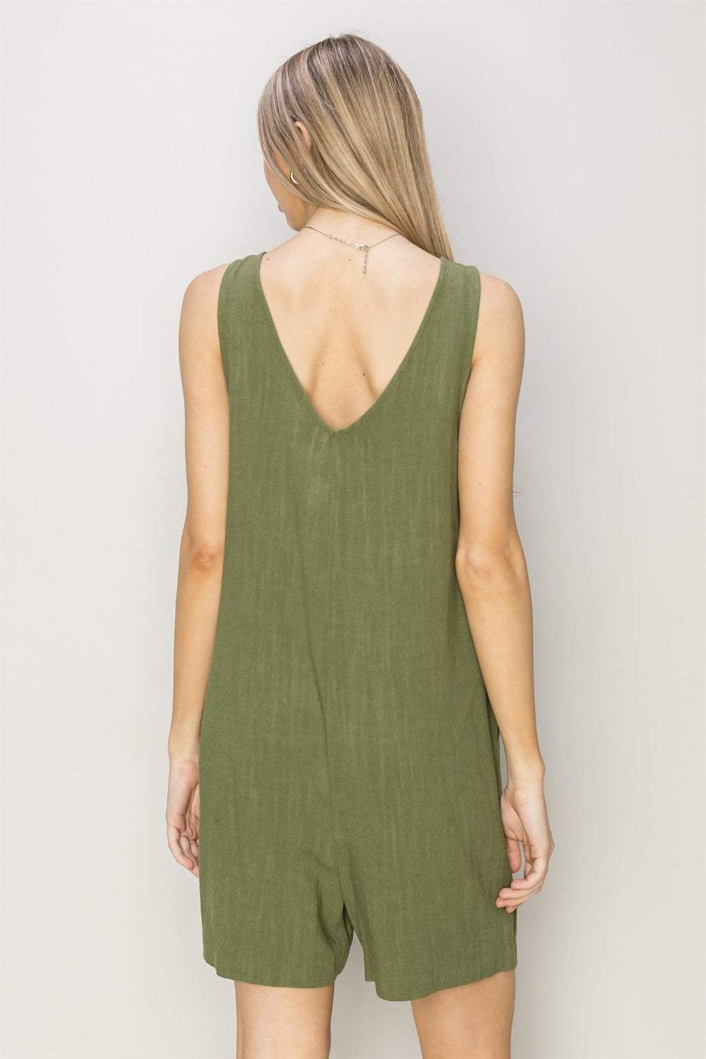 HYFVE V-Neck Sleeveless Romper with Pockets - Trendsi - Flyclothing LLC