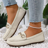 Comfortable Flat Loafers with Decorative Buckle - Trendsi - Flyclothing LLC