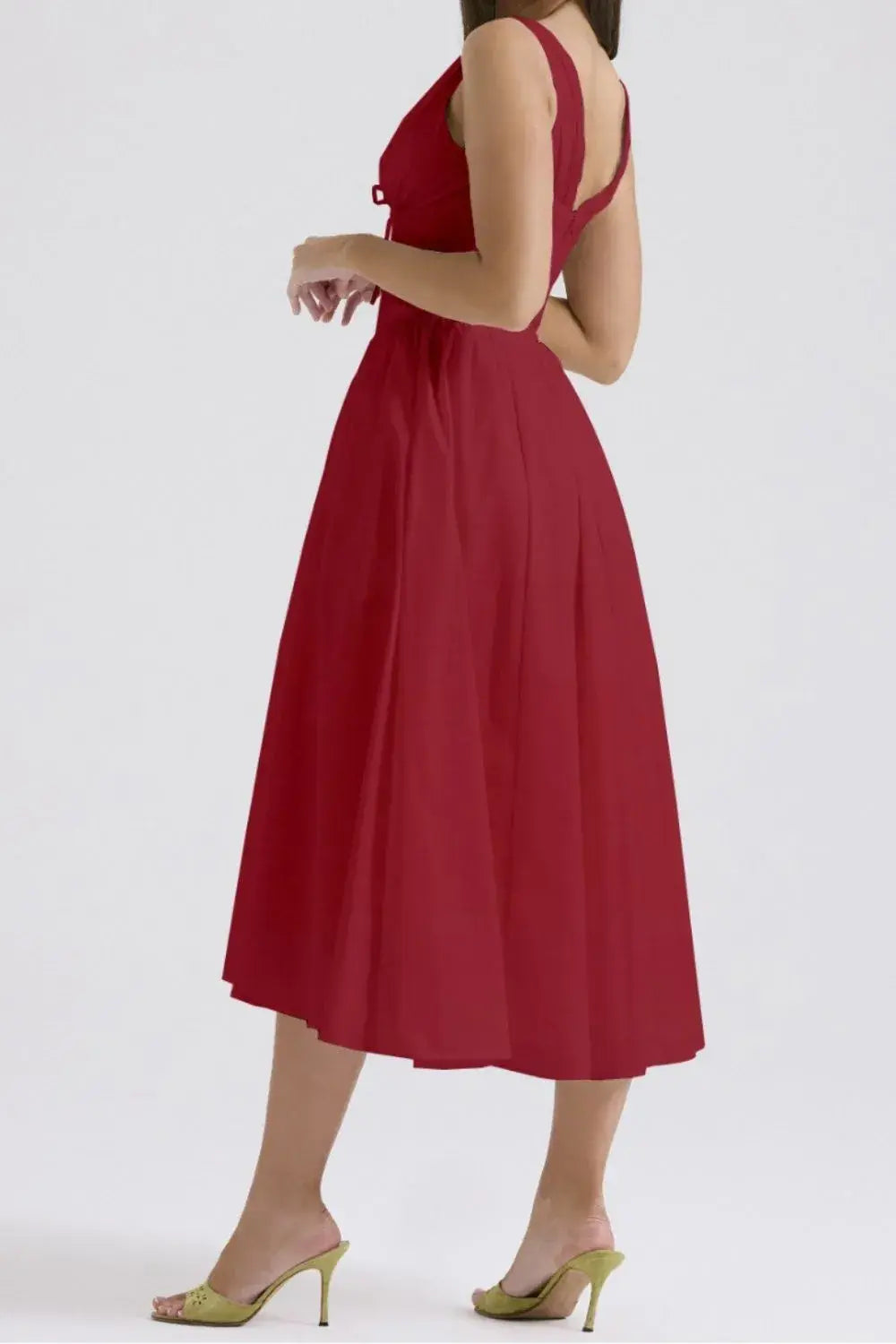 Ruched V-Neck Sleeveless Dress with Pockets - Trendsi - Flyclothing LLC