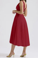 Ruched V-Neck Sleeveless Dress with Pockets - Trendsi - Flyclothing LLC