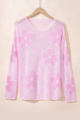 Openwork Round Neck Floral Knit Cover Up - Trendsi - Flyclothing LLC