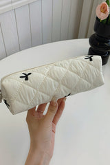 Bow Embroidered Quilted Storage Bag - Trendsi