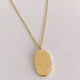 18K Gold-Plated Engraved Pendant Necklace - Trendsi - Flyclothing LLC