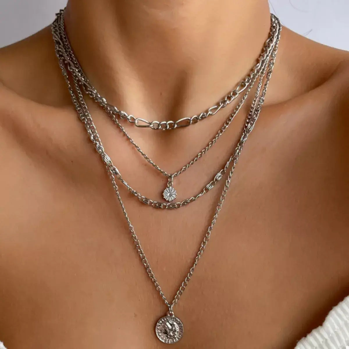 Four Layered Pendant Necklace - Trendsi - Flyclothing LLC