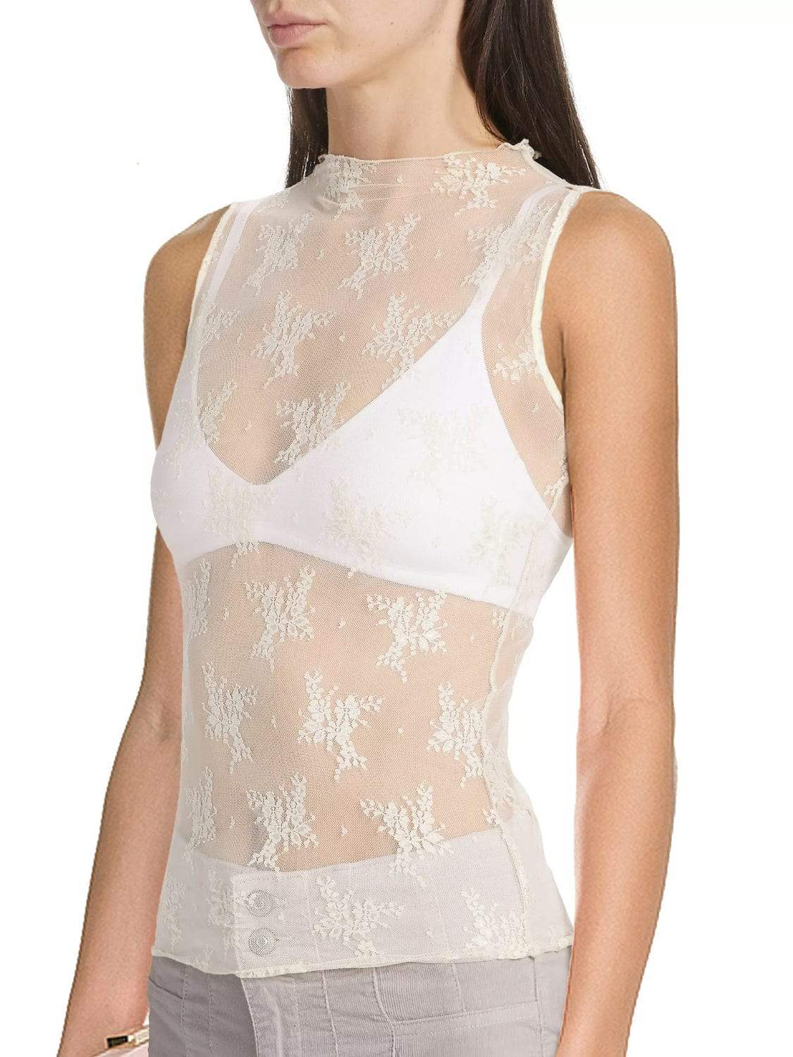 Lace Mock Neck Top - Trendsi - Flyclothing LLC
