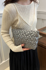 Ruched Heart Clutch with Zipper - Trendsi