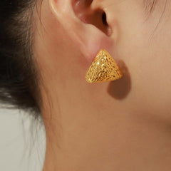 Gold-Plated Geometric Stud Earrings - Trendsi