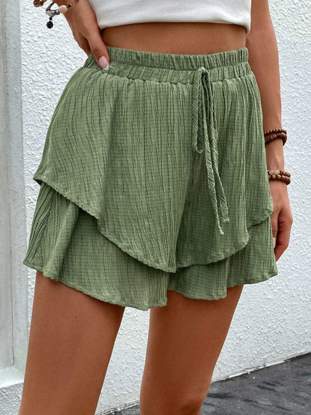 Tied Layered High Waist Shorts - Trendsi - Flyclothing LLC