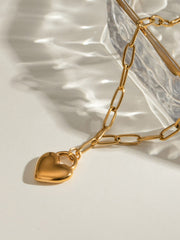 18K Gold-Plated Stainless Steel Heart Pendant Necklace - Trendsi