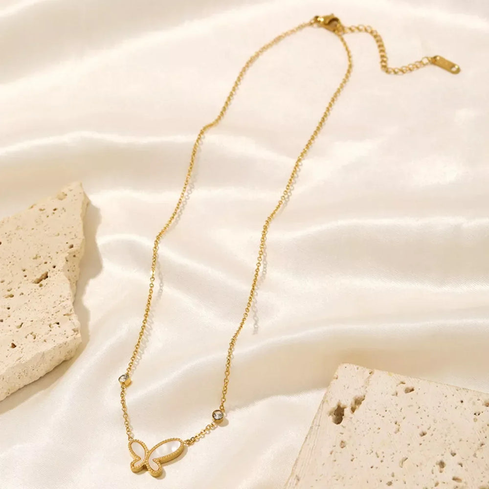 18K Gold-Plated Butterfly Necklace - Trendsi - Flyclothing LLC