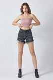 RISEN Raw Hem Denim Shorts with Pockets - Trendsi - Flyclothing LLC