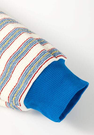Striped Johnny Collar Long Sleeve Sweatshirt - Trendsi - Flyclothing LLC