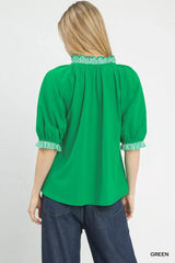 Umgee French Terry Collared Top - Trendsi - Flyclothing LLC