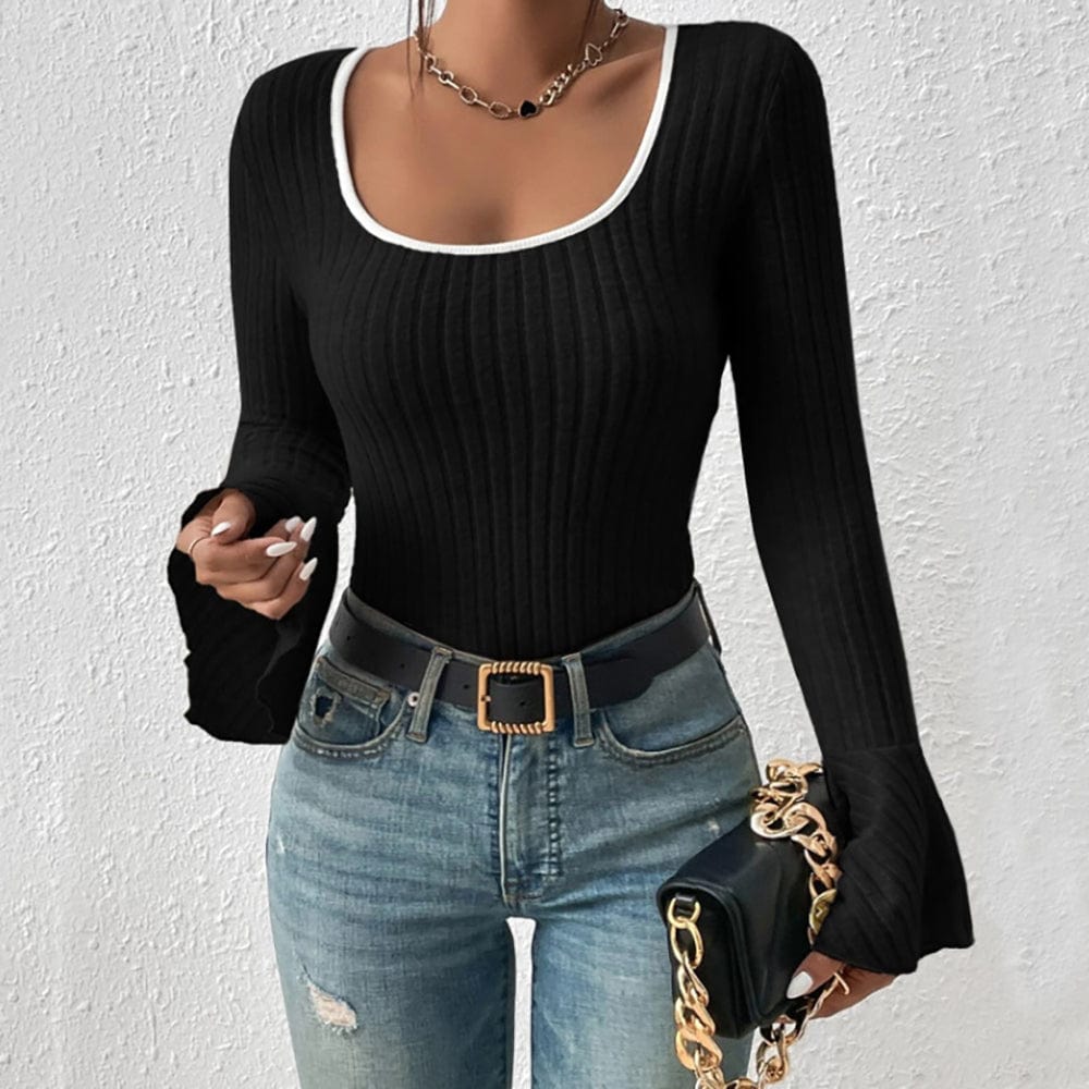 Scoop Neck Long Sleeve T-Shirt - Trendsi