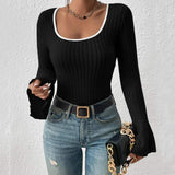 Scoop Neck Long Sleeve T-Shirt - Trendsi - Flyclothing LLC