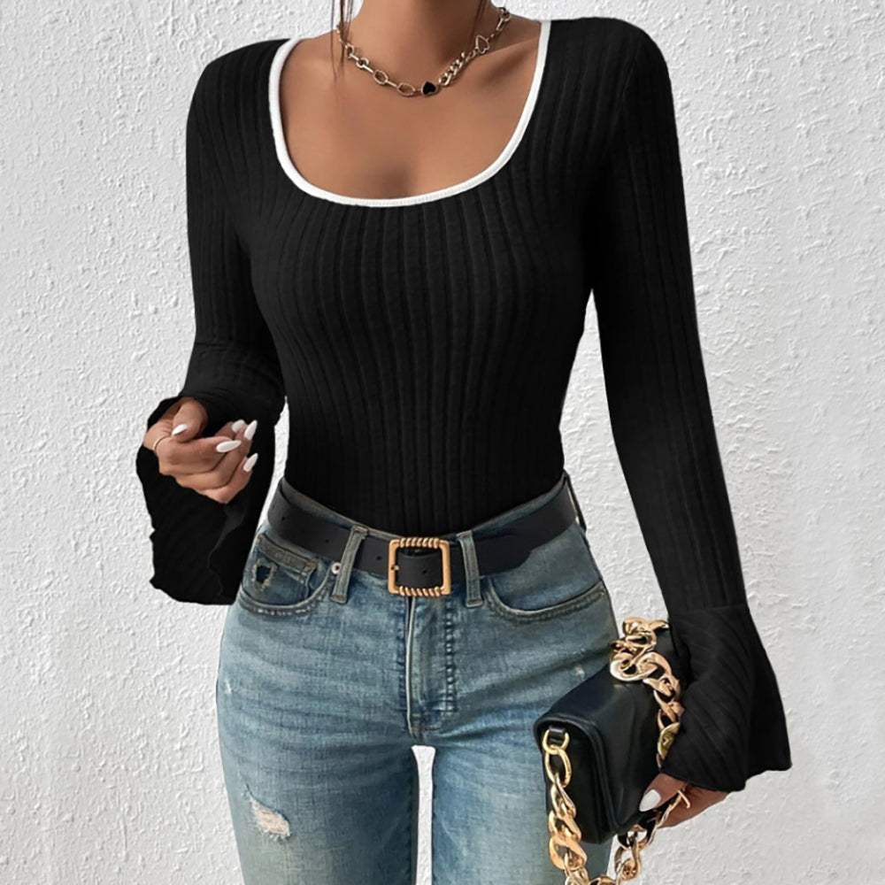 Scoop Neck Long Sleeve T-Shirt - Trendsi - Flyclothing LLC