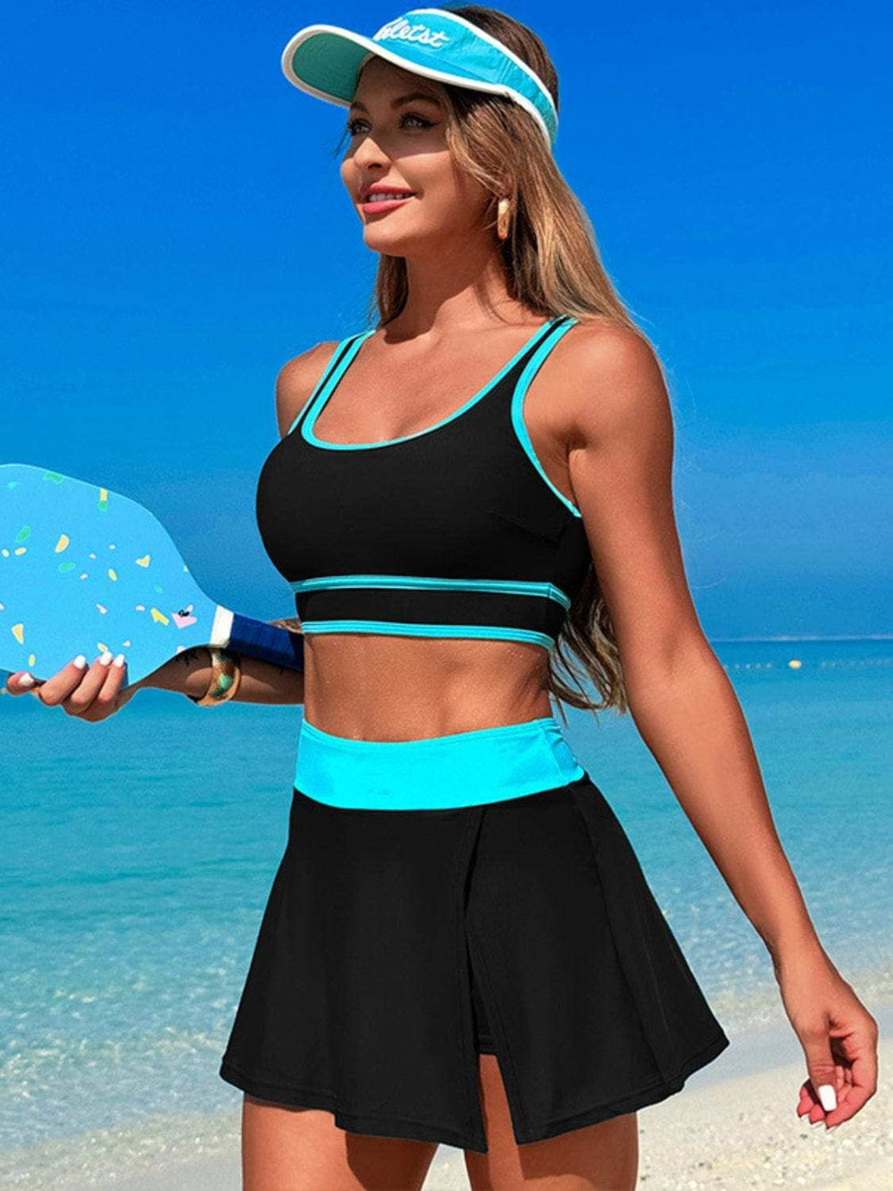 Scoop Neck Top and Skort Swim Set - Trendsi - Flyclothing LLC