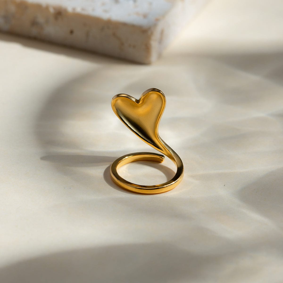 Stainless Steel Heart Bypass Ring Trendsi