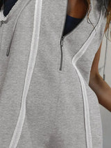 Half Zipped Hooded Sleeveless Romper - Trendsi - Flyclothing LLC