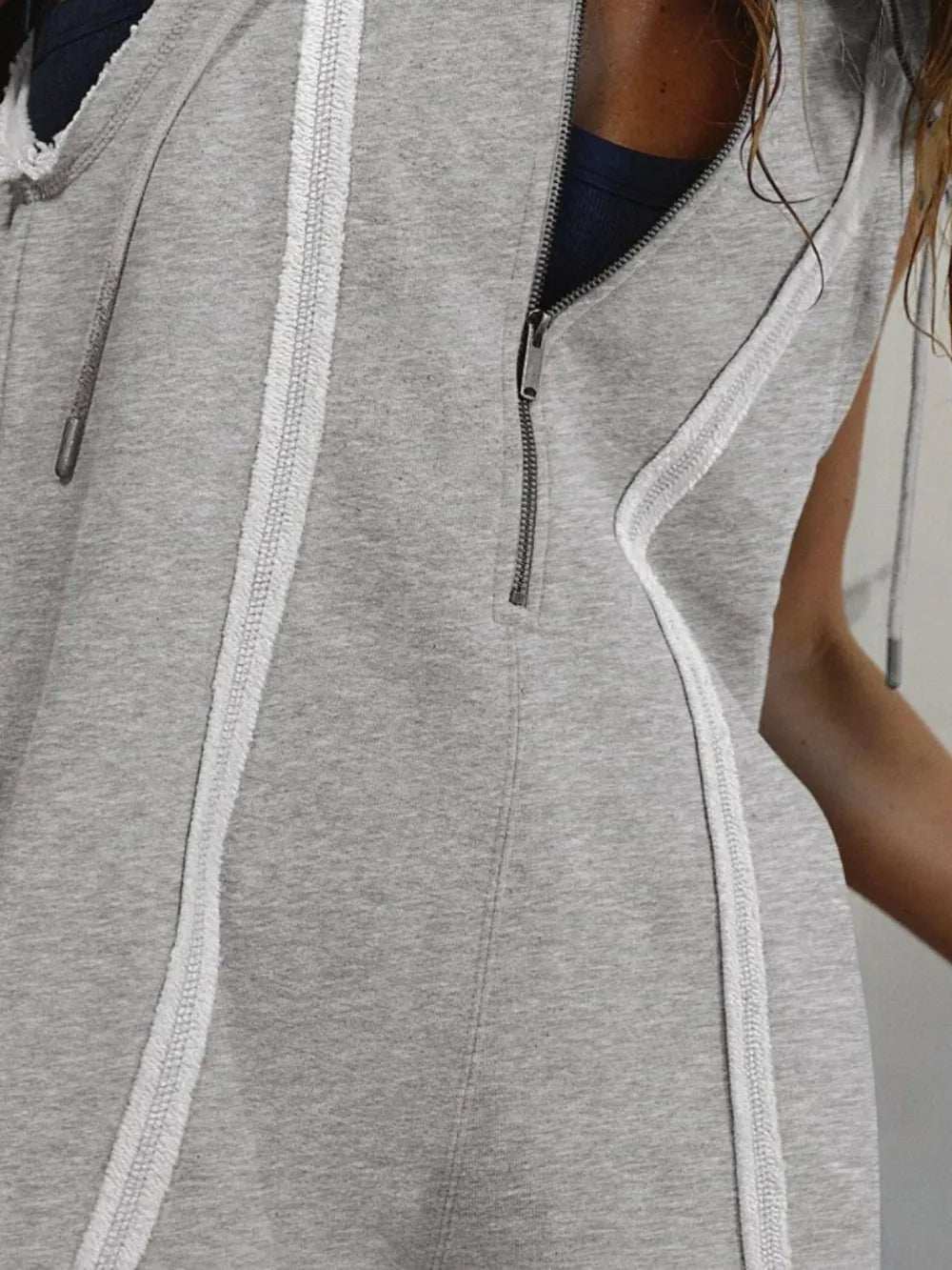 Half Zipped Hooded Sleeveless Romper - Trendsi - Flyclothing LLC