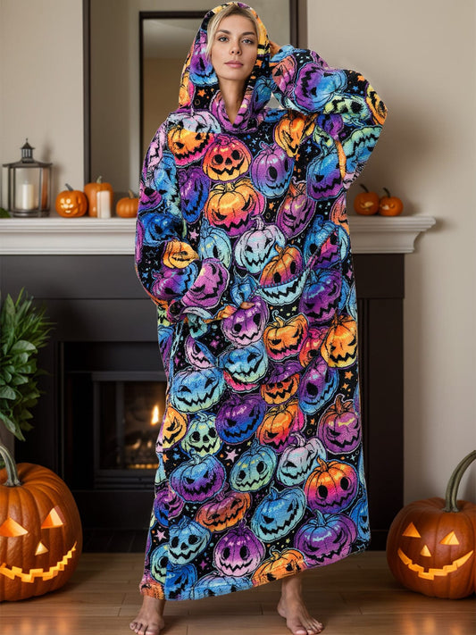 Fuzzy Pocketed Long Sleeve Hooded Lounge Dress - Trendsi