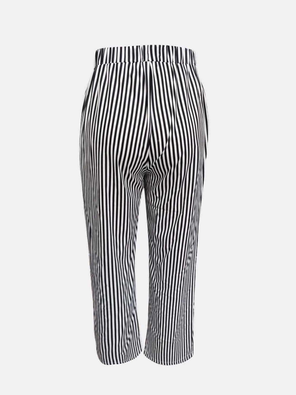 Striped Pants with Pockets - Trendsi - Flyclothing LLC