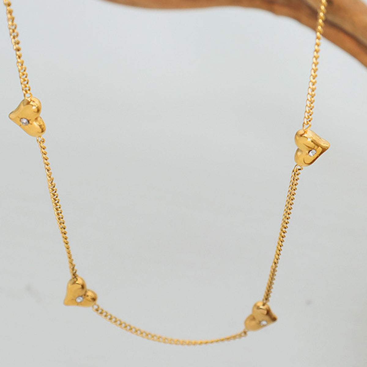 Titanium Steel Zircon Heart Necklace - Trendsi - Flyclothing LLC
