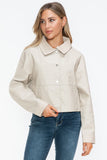Snobbish Snap Down Long Sleeve PU Leather Jacket - Trendsi