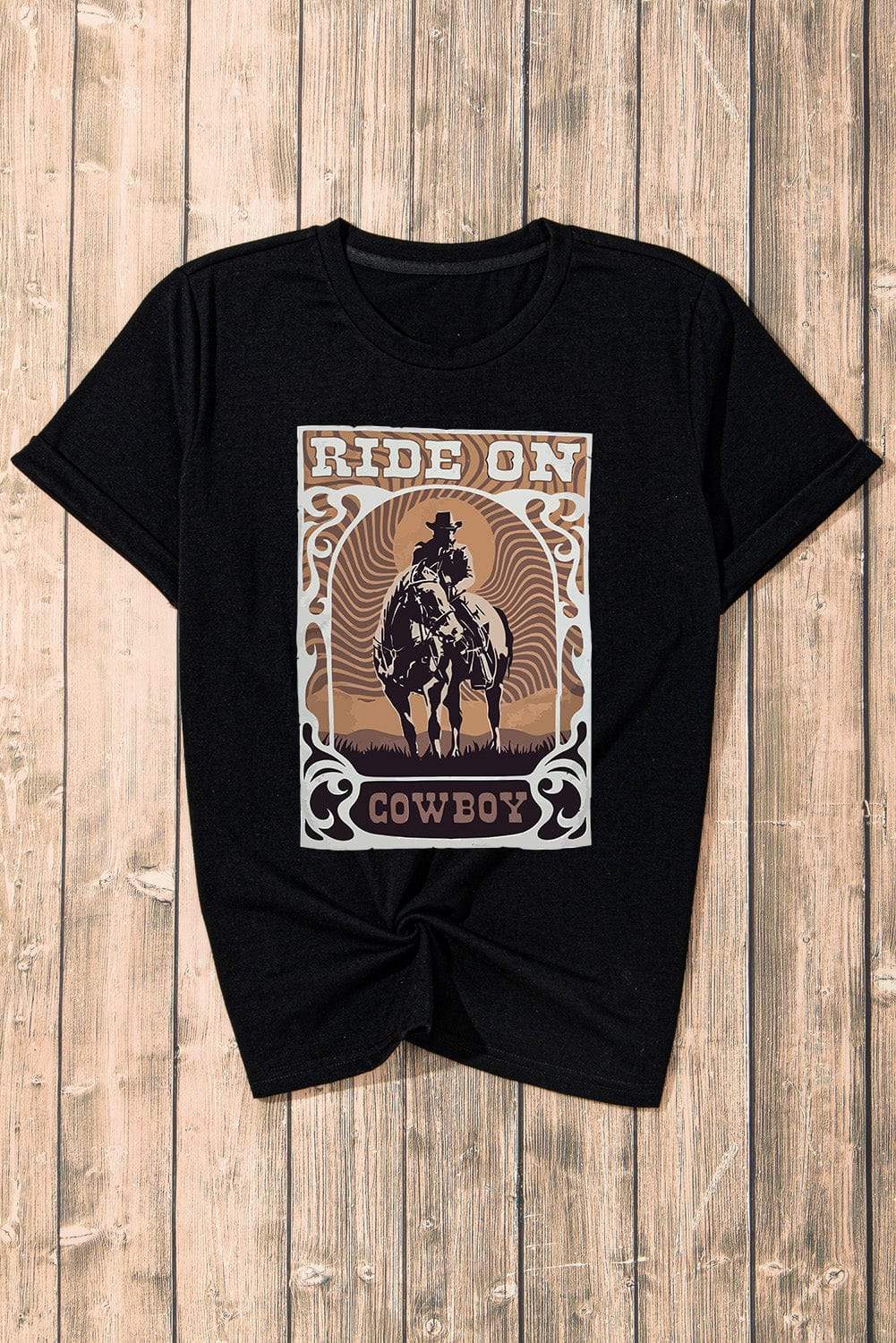 Graphic Round Neck Short Sleeve T-Shirt - Trendsi - Flyclothing LLC