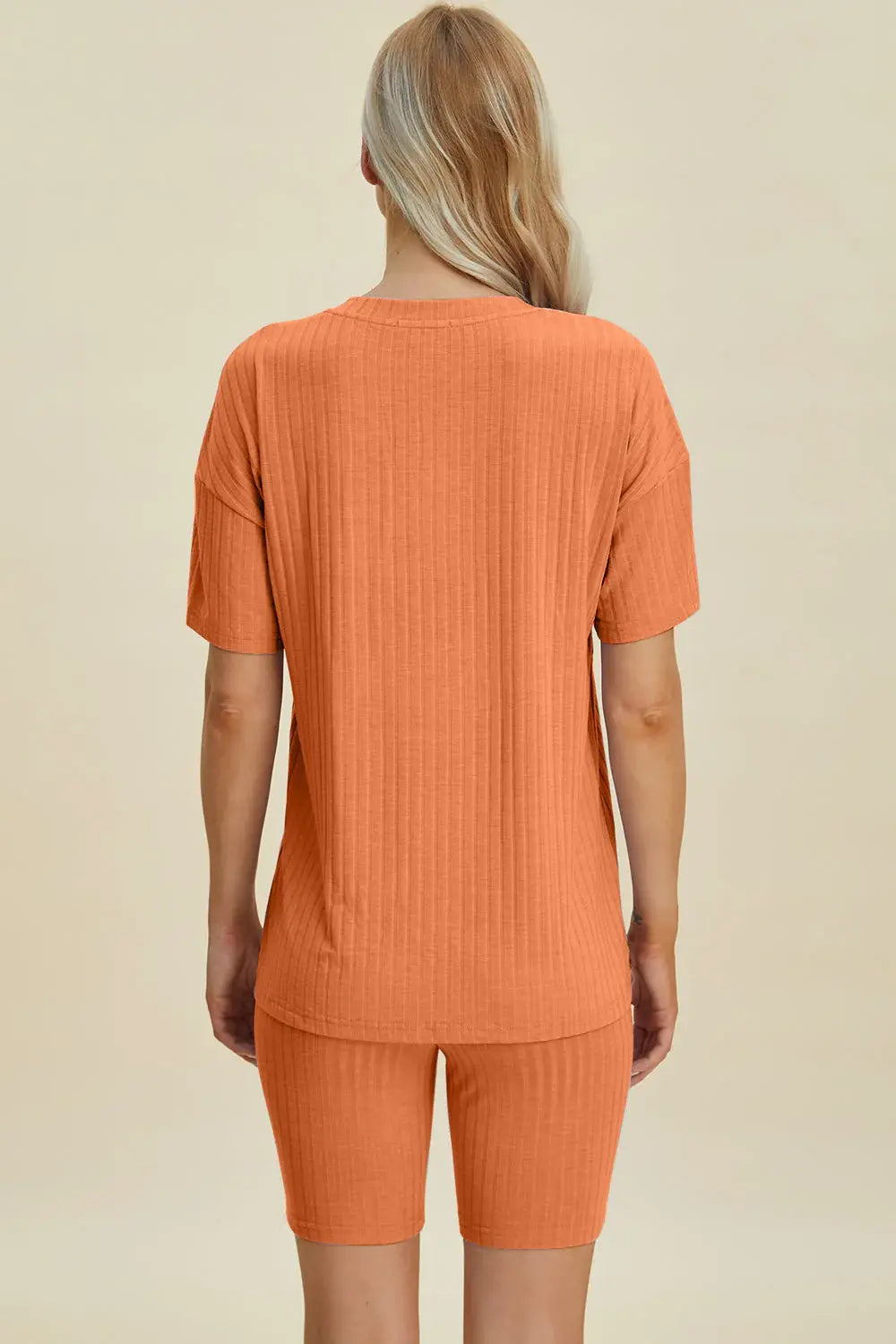 Basic Bae Full Size Ribbed V-Neck Short Sleeve Top and Shorts Set - ShopBasicbae - Flyclothing LLC