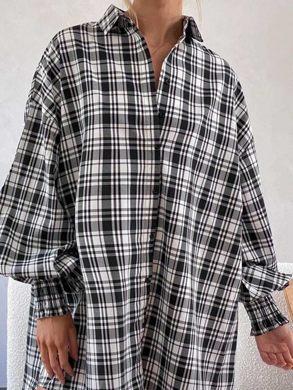 Plaid Button Up Long Sleeve Shirt - Trendsi - Flyclothing LLC