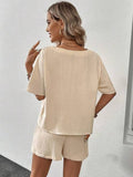 V-Neck Half Sleeve Top and Shorts Set Trendsi