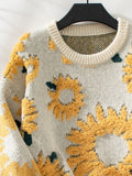 Sunflower Round Neck Long Sleeve Sweater - Trendsi