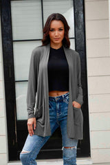 Basic Bae Full Size Open Front Long Sleeve Cardigan with Pockets - ShopBasicbae - Flyclothing LLC