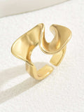 18K Gold-Plated Stainless Steel Geometric Ring - Trendsi - Flyclothing LLC