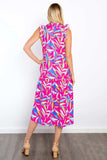 Be Stage Print Ruffled Midi Dress with Pockets - Trendsi - Flyclothing LLC