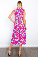Be Stage Print Ruffled Midi Dress with Pockets - Trendsi