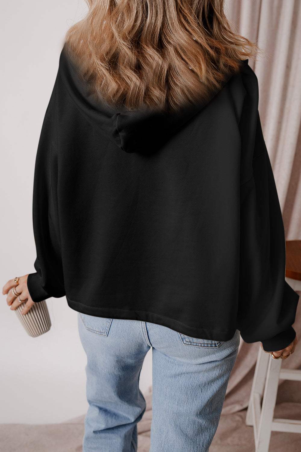 Pocketed Half Zip Dropped Shoulder Hoodie - Trendsi - Flyclothing LLC