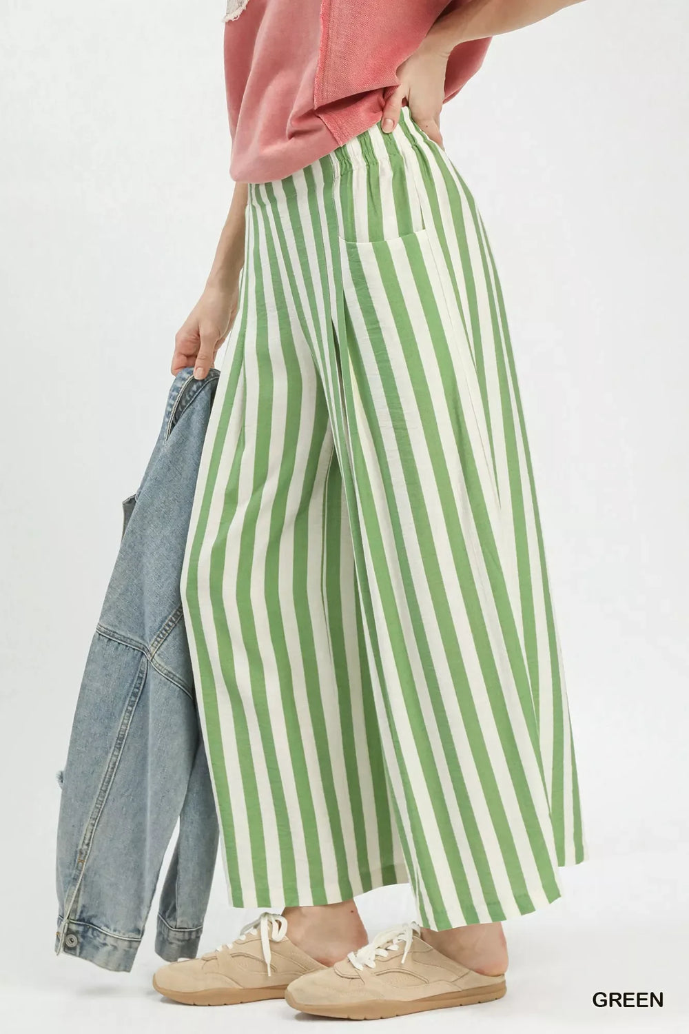 Umgee Vertical Stripe Wide Leg Pants - Trendsi - Flyclothing LLC