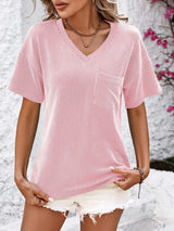 V-Neck Dropped Shoulder T-Shirt - Trendsi - Flyclothing LLC